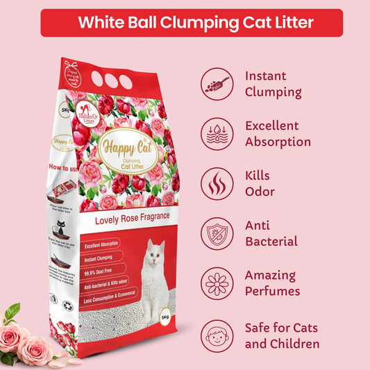 HAPPY CAT Clumping Cat Litter Rose & Lavender Combo – 10kg (Pack of 2)