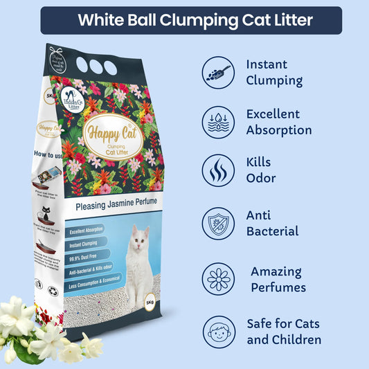 HAPPY CAT Clumping Cat Litter Jasmine & Lavender Combo – 10kg (Pack of 2)