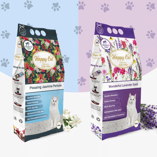 HAPPY CAT Clumping Cat Litter Jasmine & Lavender Combo – 10kg (Pack of 2)