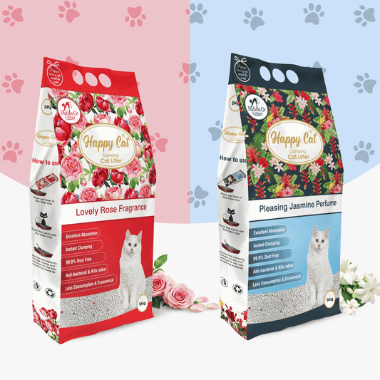 HAPPY CAT Clumping Cat Litter Jasmine & Rose Combo – 10kg (Pack of 2)