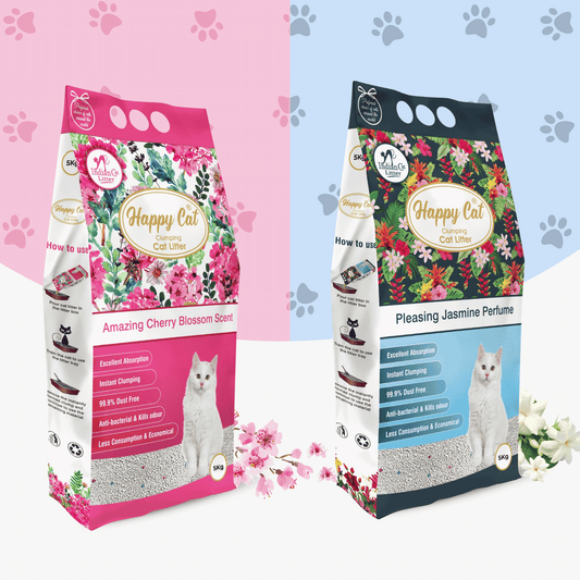 HAPPY CAT Clumping Cat Litter Cherry Blossom & Jasmine Combo – 10kg (Pack of 2)