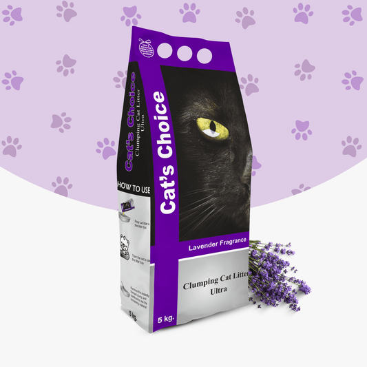 Indian Cat Litter Cat's Choice Lavender Fragrance Clumping Cat Litter Sand | Dark Brown Bentonite Clay | Pet Litter Tray Refill | 5kg | Pack of 1 & Pack of 2