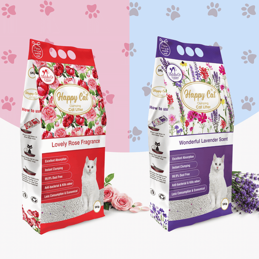 HAPPY CAT Clumping Cat Litter Rose & Lavender Combo – 10kg (Pack of 2)